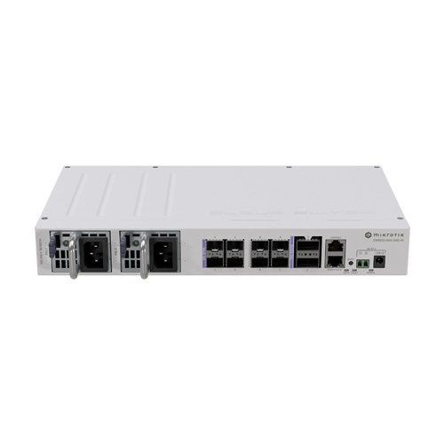 Switch 2 x QSF28 100G, 8 x SFP28 25G, 2 x RJ45 100 Mbps, 802.3bt PoE In, 1U - MikroTik