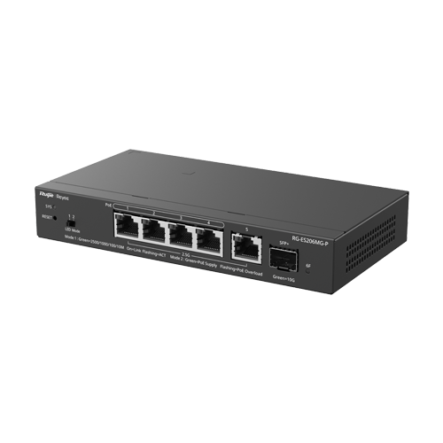 Switch 4 porturi PoE+ RJ45 2.5G, 1 x SFP+ 10G, 1 x RJ45 2.5G, L2 Cloud Management - Ruijie