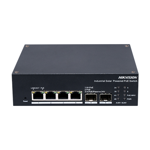 Switch-uri PoE - Switch industrial 4 x 1G PoE, 2 x SFP 1G, RS485, Alimentare prin panou solar, Management - HIKVISION DS-3T1506HP-EI-UPS