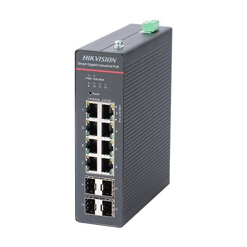 Kit Switch 8 x RJ45 Gigabit PoE 802.3af/at/bt, 4 x SFP Gigabit, Management, Sursa 240W - HIKVISION