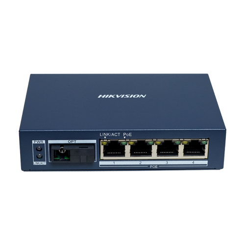 Mediaconvertor Gigabit 4 x RJ45 PoE, 1 x SC Single-Mode Bi-directional, 20 km - HIKVISION