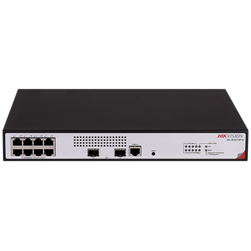 Switch L2+, 8 x RJ45 1G PoE 802.3af/at, 2 x SFP 1G, Management, 1U - HIKVISION