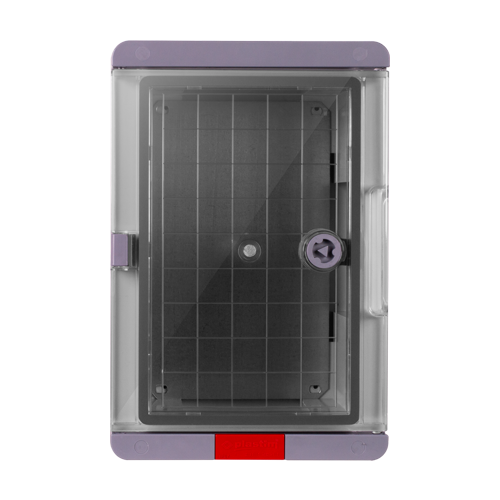 Cutie distributie IP67 din ABS gri, usa transparenta, placa metalica, 300x400x170mm