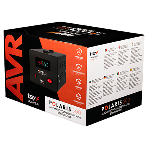 Regulator de tensiune cu servomotor, 500VA, tensiune la intrare 150-260V, delay 6-180s