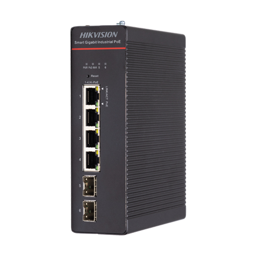 Switch industrial 4 x 1G PoE 802.3bt, 2 x SFP 1G, fara sursa, Management - HIKVISION