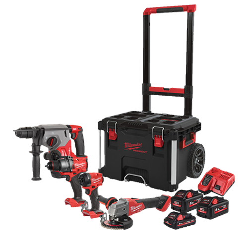 Kit profesional M18, 4 scule, 3 acumulatori M18, 1 incarcator M12-M18FC si 1 cutie depozitare - Milwaukee