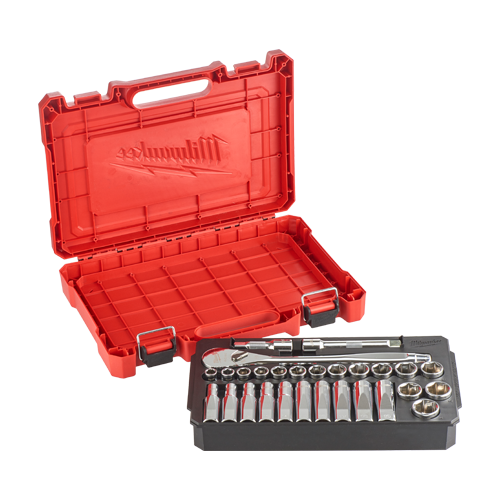 Trusa cu 28 de piese, chei tubulare si antrenor cu clichet de 1/2 - Milwaukee