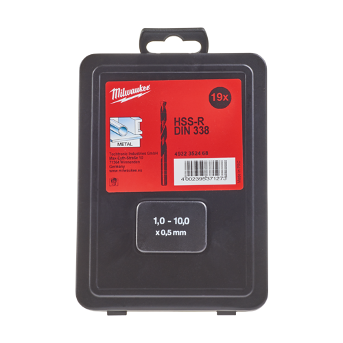 Trusa profesionala cu 19 burghie pentru metal HSS-R, diametru 1-10mm - Milwaukee