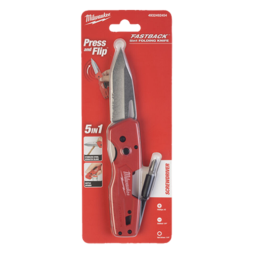 Cutit pliabil 5-in-1, FASTBACK, buton de blocare a lamei, suport de biti - Milwaukee