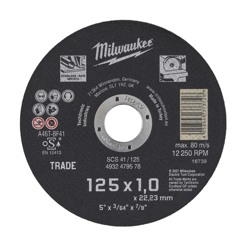 Disc abraziv pentru debitarea metalului, 125x1mm - Milwaukee