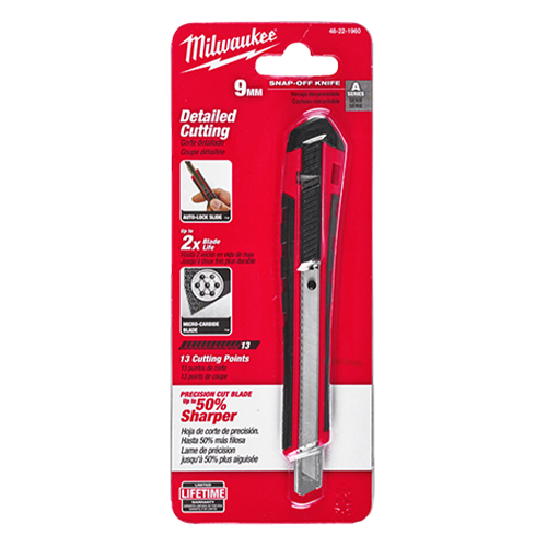 Cutter cu lama segmentata de 9mm, tip Snap Knives, sistem de autoblocare - Milwaukee
