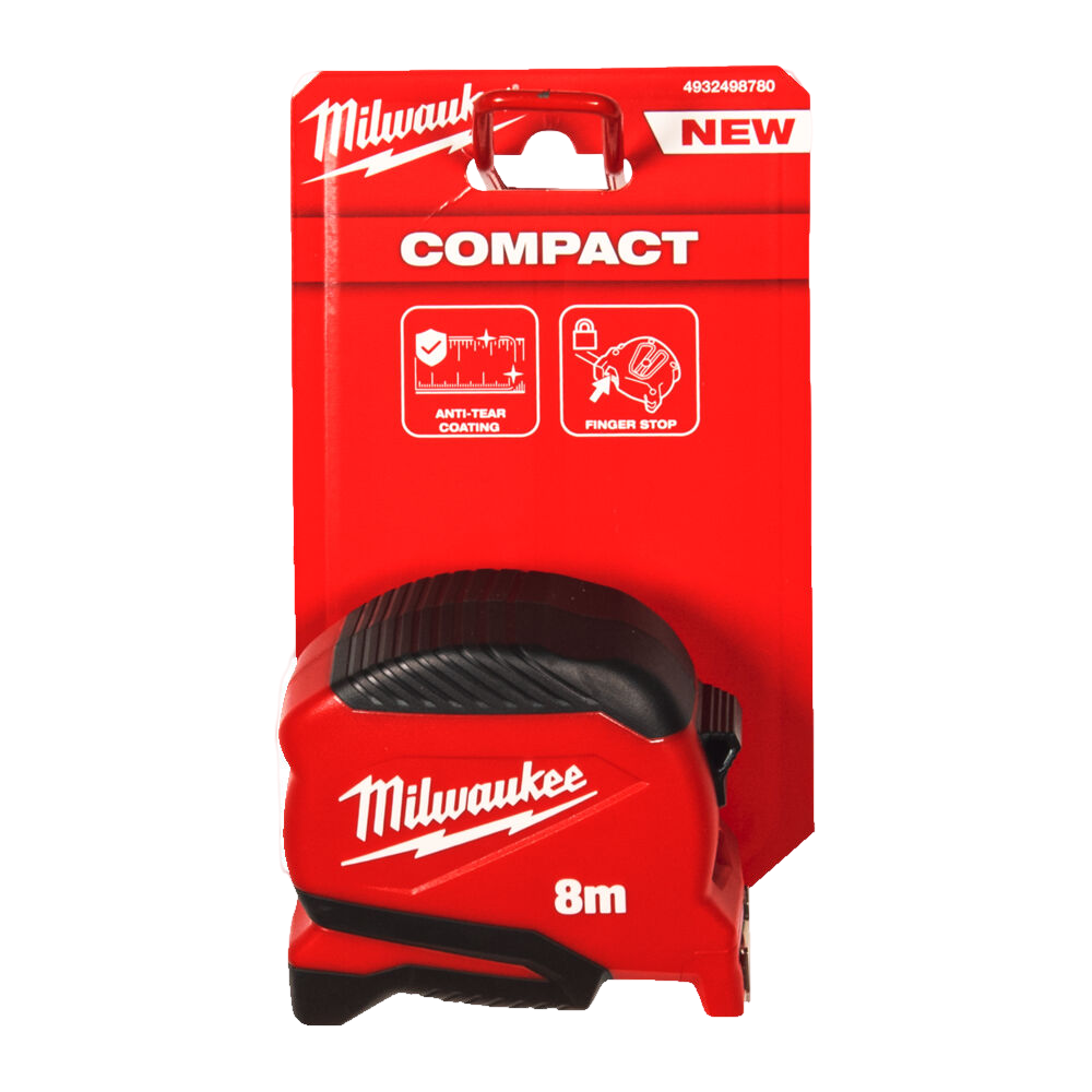 Ruleta compacta (GEN 2), 8 metri, functie Finger-Stop, punct de rupere 3.2m - Milwaukee