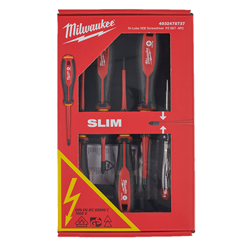 Trusa profesionala cu 5 surubelnite VDE Tri-Lobe, maner ergonomic anti-alunecare, 1000V - Milwaukee