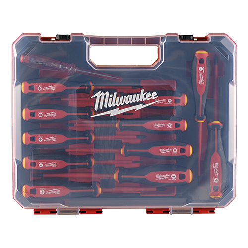 Trusa profesionala cu 12 surubelnite VDE Tri-Lobe, maner ergonomic anti-alunecare, 1000V - Milwaukee