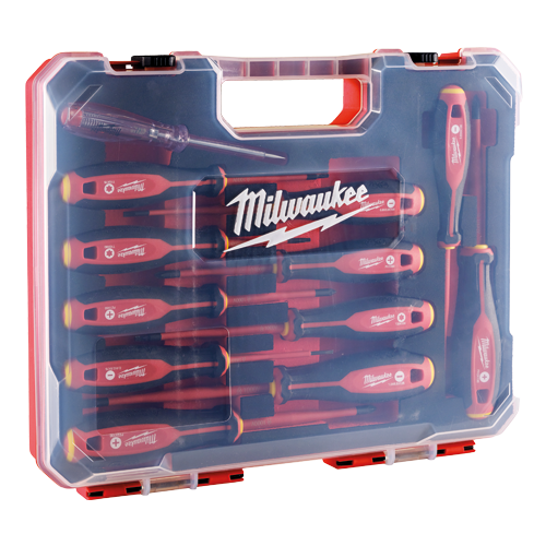 Trusa profesionala cu 12 surubelnite VDE Tri-Lobe, maner ergonomic anti-alunecare, 1000V - Milwaukee