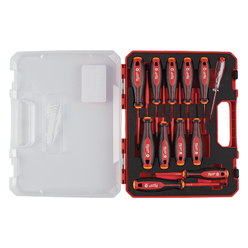 Trusa profesionala cu 12 surubelnite VDE Tri-Lobe, maner ergonomic anti-alunecare, 1000V - Milwaukee