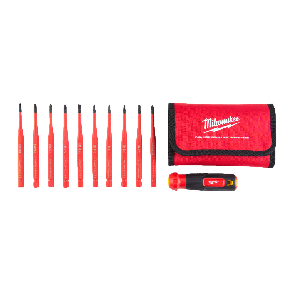 	Set profesional de surubelnite izolate 10-in-1, biti gravati, tija subtire, 1000V - Milwaukee
