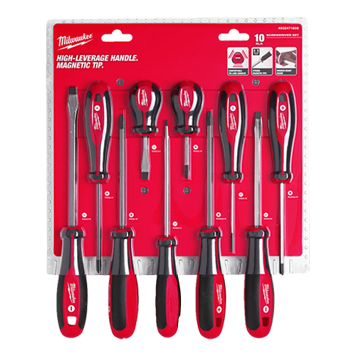 Trusa profesionala cu 10 surubelnite Tri-Lobe, maner ergonomic, varf magnetic - Milwaukee