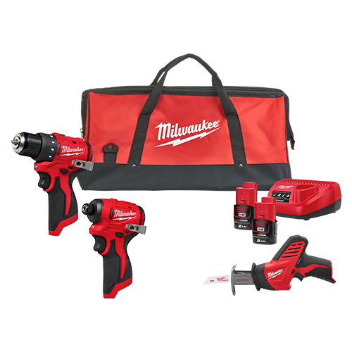 Kit profesional M12BLPP4A, 3 scule brushless, 2 acumulatori M12B2, 1 incarcator C12C si o geanta - Milwaukee
