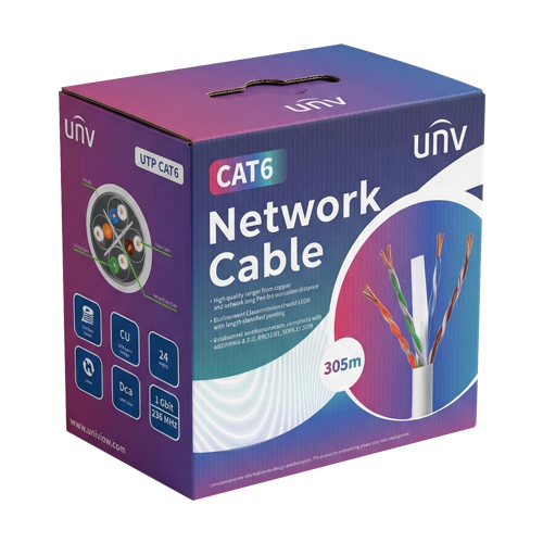 Cablu UTP, cat 6E, cupru integral, LSZH, cutie 305 metri, DCA - UNV