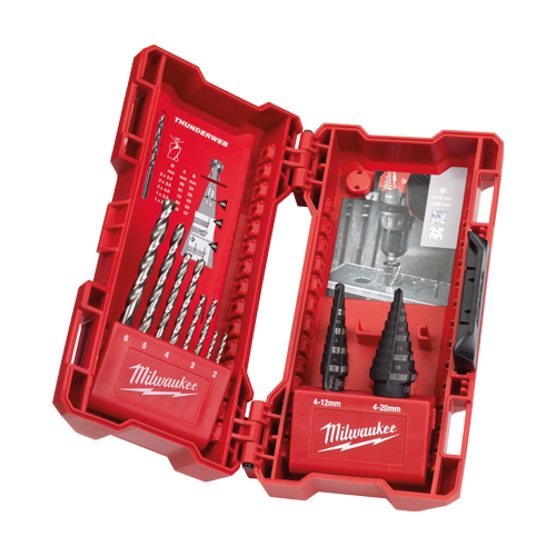 Trusa profesionala cu 8 burghie pentru metal Thunderweb Ø2-6mm + 2 burghie in trepte Ø4-12 - Milwaukee
