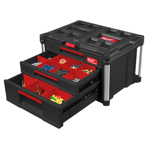 Cutie de transport scule PACKOUT 2+1 cu sertare, capacitate 22kg - Milwaukee