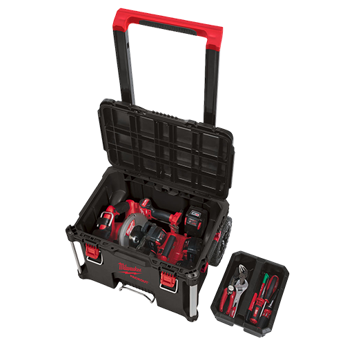 Cutie de transport scule PACKOUT Trolley Box, cu roti si maner, capacitate 113kg, IP65 - Milwaukee