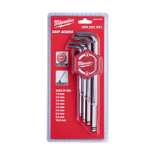 Set de 9 chei imbus hexagonale, 1.5-10mm - Milwaukee