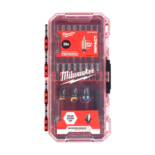 Trusa profesionala cu 35 de biti Shockwave Impact Duty, 3 tubulare, 1 suport magnetic - Milwaukee