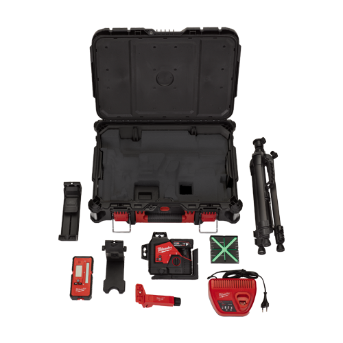 Nivela laser verde M123PLKIT, cu 3 planuri, 360°, IP54, acc. si incarcator inclus - Milwaukee