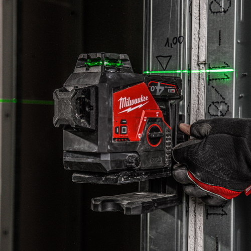 Nivela laser verde M123PLKIT, cu 3 planuri, 360°, IP54, acc. si incarcator inclus - Milwaukee
