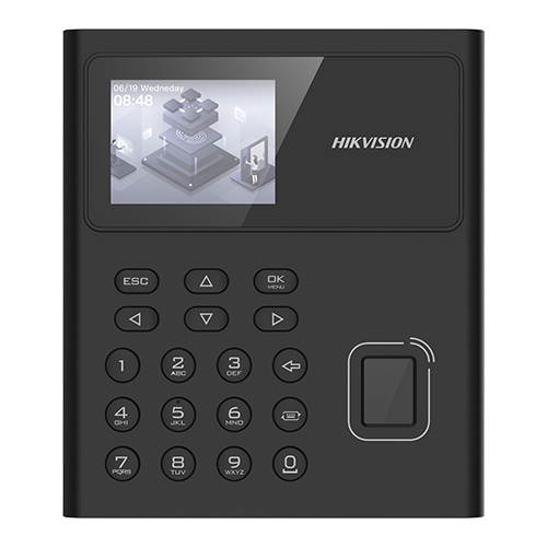 Terminal standalone IP de pontaj, LCD 2.4inch, cititor Amprenta, Card Mifare, Wi-Fi - HIKVISION