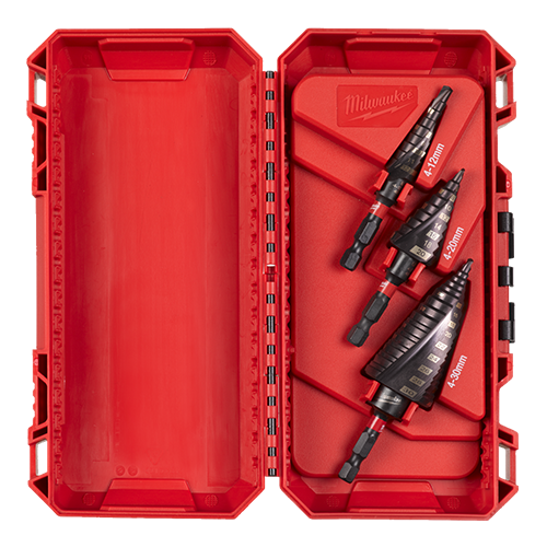 Trusa profesionala cu 3 burghie in trepte Shockwave IMPACT DUTY, prindere Hex 1/4 - Milwaukee