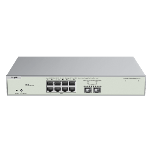 Switch L2, 8 x RJ45 2.5G PoE+ (240w), 2 x SFP+ 10G, Cloud Management - Ruijie Reyee
