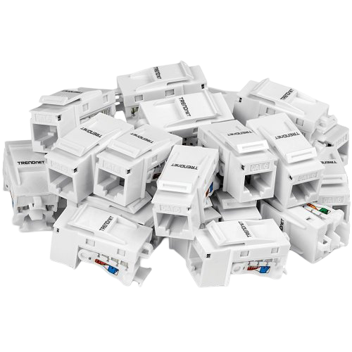 Set de 25 bucati Keystone Jack Cat.6 tool-less, alb - TRENDnet