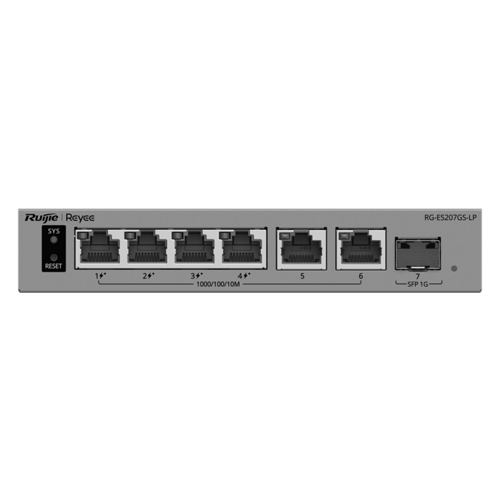  Switch L2, 4 x PoE+, 6 x RJ45 1G, Budget PoE 40W, 1 x SFP 1G, Cloud Management - Ruijie Reyee