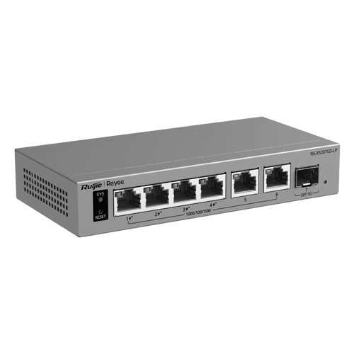  Switch L2, 4 x PoE+, 6 x RJ45 1G, Budget PoE 40W, 1 x SFP 1G, Cloud Management - Ruijie Reyee