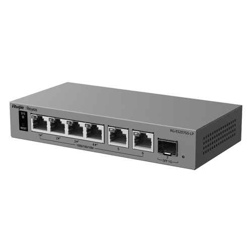  Switch L2, 4 x PoE+, 6 x RJ45 1G, Budget PoE 40W, 1 x SFP 1G, Cloud Management - Ruijie Reyee