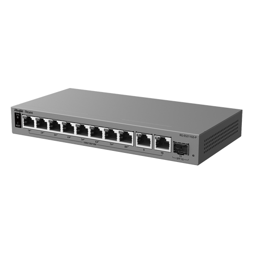  Switch L2, 8 x PoE/PoE+, 10 x RJ45 Gigabit, Budget PoE 120W, 1 x SFP 1G, Management - Ruijie Reyee