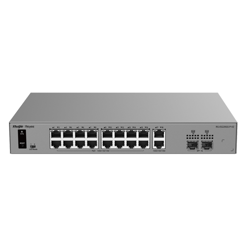  Switch L2, 16 x PoE+, 18 x RJ45 Gigabit, Budget PoE 250W, 2 x SFP 1G, Cloud Management - Ruijie Reyee