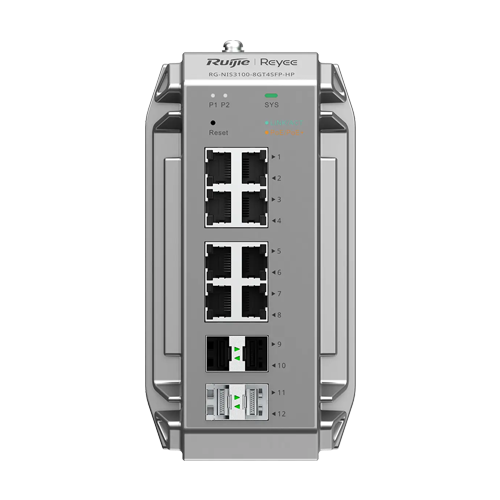 Switch industrial L2, 8 x RJ45 1G PoE+, 4 x SFP 1G, PoE 240W, Cloud Management - Ruijie Reyee