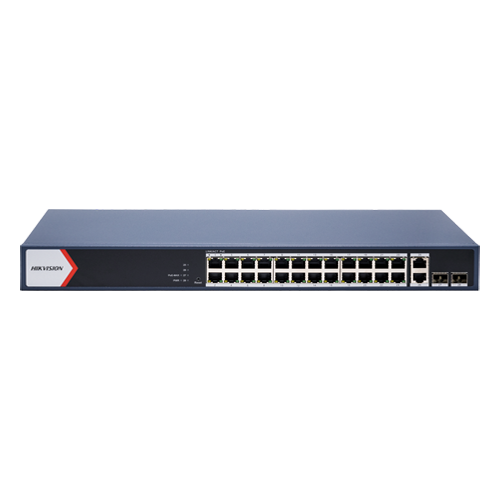  Switch 24 x RJ45 1G Smart PoE 230W, 2 x RJ45 Gigabit, 2 x SFP Gigabit, Smart Management - HIKVISION