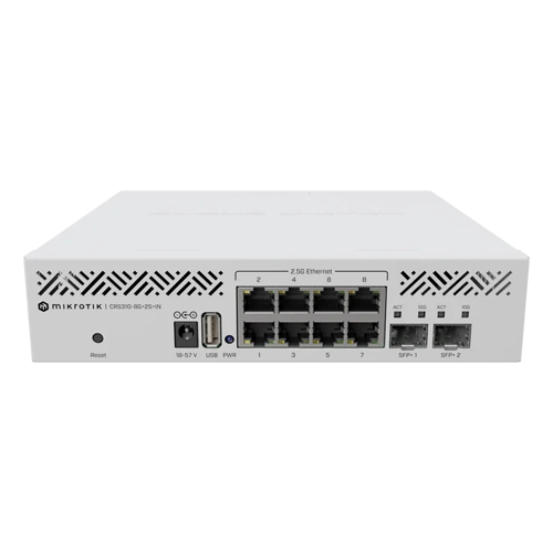 Switch L2, 8 x RJ45 2.5G, 2 x SFP+ 10G, RouterOS v7, USB - MikroTik