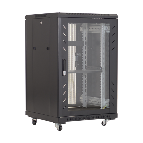 Rack podea 18U 19' 600x600, capacitate incarcare 500 Kg, negru - ASYTECH Networking ASY-18U-6060E