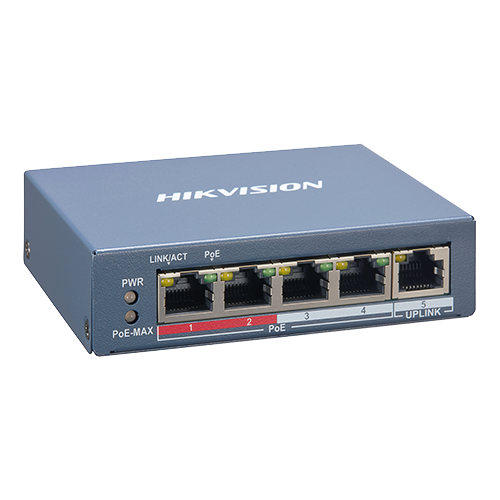 Switch 4 porturi PoE, 1 port uplink RJ45, SMART Management - HIKVISION DS-3E1105P-EI