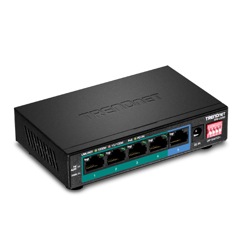 Switch 4 porturi Gigabit Long Range 200m PoE+, 1 port Gigabit - TRENDnet TPE-LG50