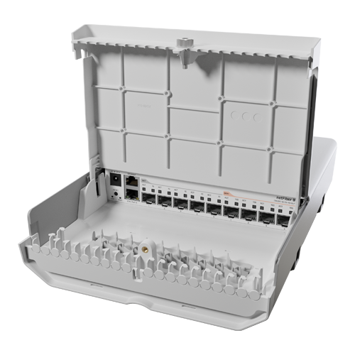 Switch netFiber 9, 4 x SFP+ 10G, 5 x SFP 1G, 1 x Gigabit (PoE-In), outdoor - MikroTik CRS310-1G-5S-4S+OUT