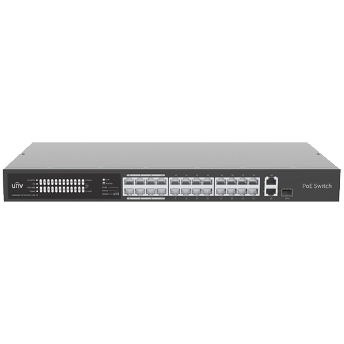 Switch 24 porturi PoE, uplink 2 porturi combo, 1 port RJ45 Gigabit + 1 port SFP - UNV NSW2020-24T1GT1GC-POE-IN