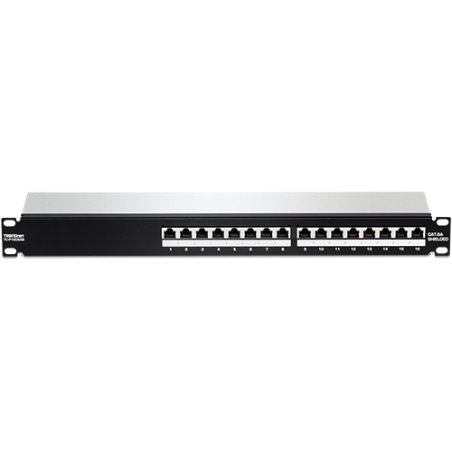 Patch Panel 16 porturi RJ45 UTP, Cat6a, Ecranat, 1U - TRENDnet TC-P16C6AS
